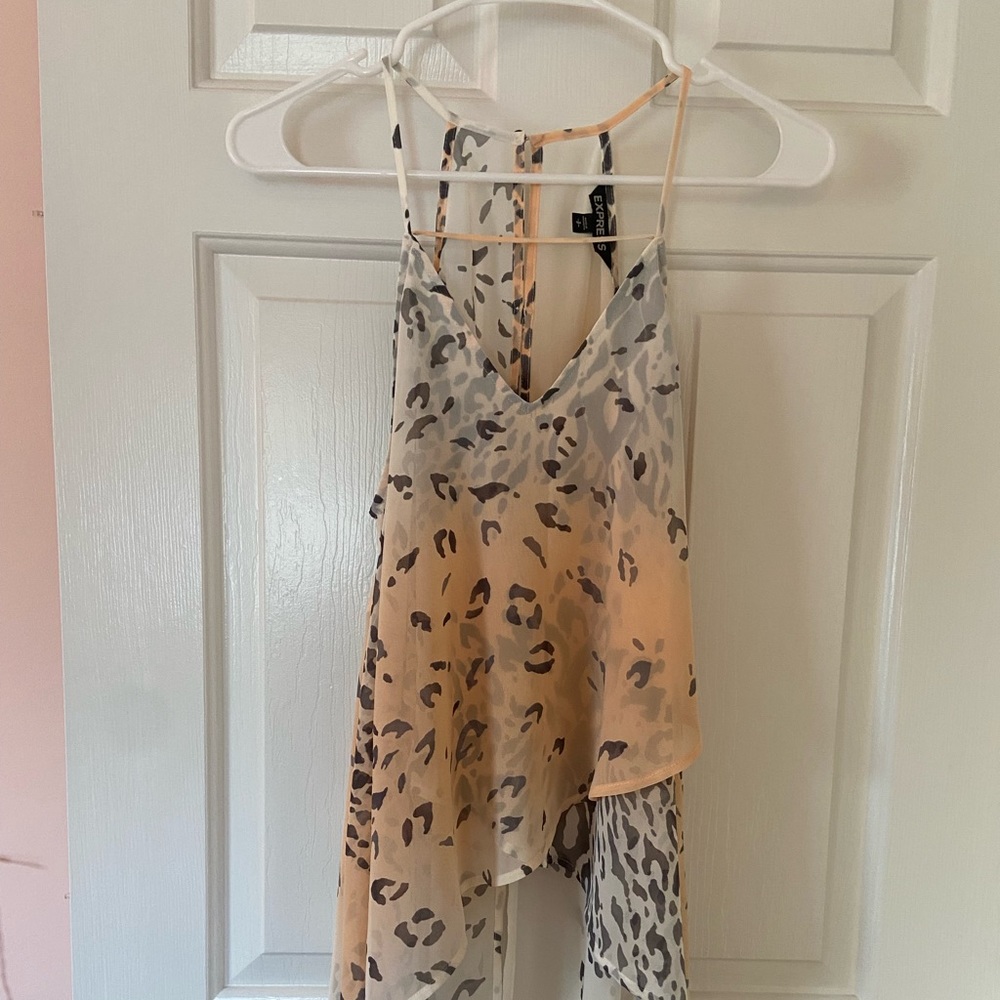 Leopard sheer party top